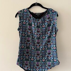The Limited Floral Sleeveless Blouse - Blue and Purple